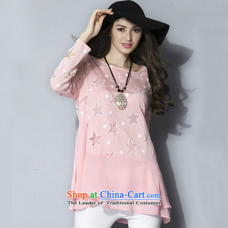  Spring 2015 Elizabeth discipline new large long-sleeved blouses chiffon shirt relaxd stylish casual wear thin coat Ms. Graphics Netherlands 6001-pink 2XL, discipline Windsor shopping on the Internet has been pressed.