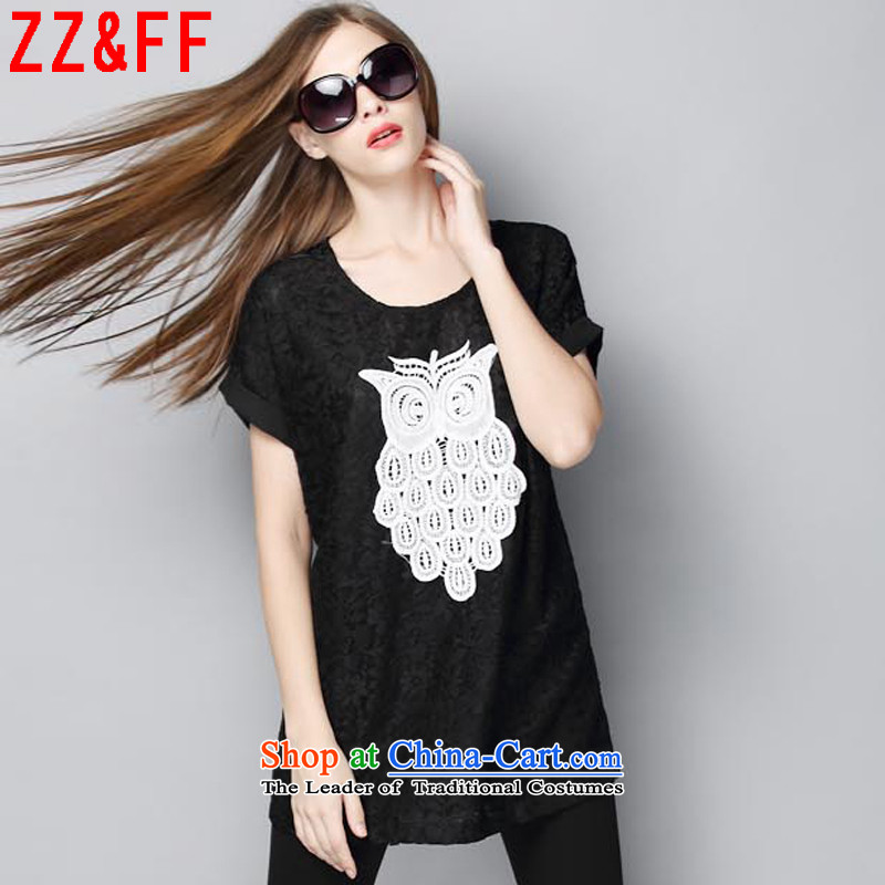 2015 Summer Zz&ff new larger female thick MM very casual shirt summer DX9090 female black XL,ZZ&FF,,, shopping on the Internet