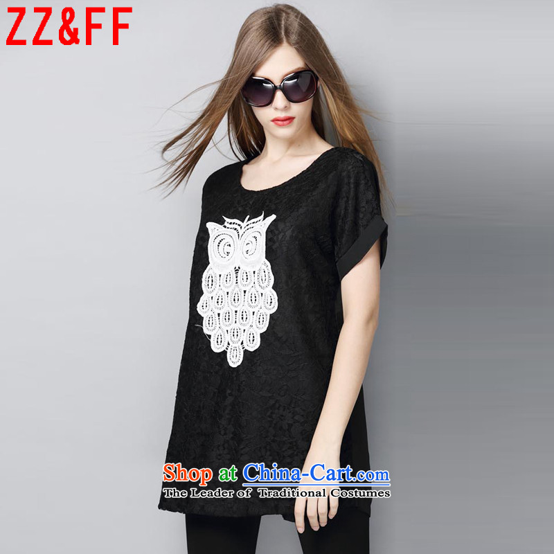 2015 Summer Zz&ff new larger female thick MM very casual shirt summer DX9090 female black XL,ZZ&FF,,, shopping on the Internet