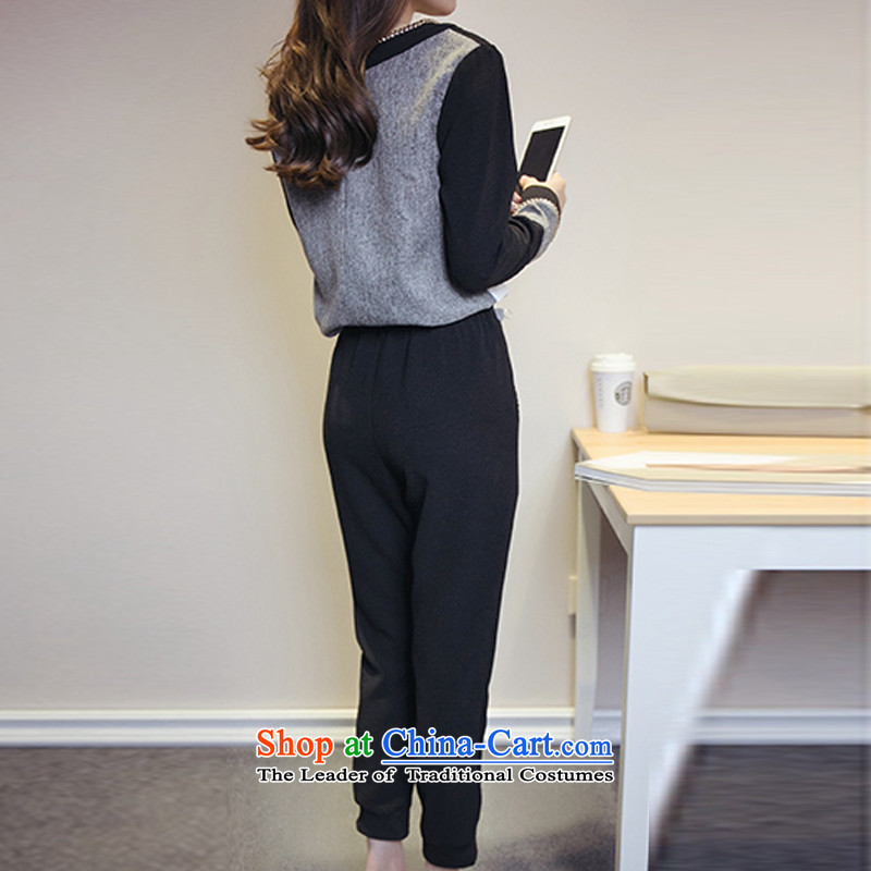 The first declared as thick mm to increase women's code thick mm spring and autumn the new two-piece kit Korean long-sleeved shirt, forming the T-shirt shirt + long pants 7347# 5XL 180-200 around 922.747, purple long declared shopping on the Internet has