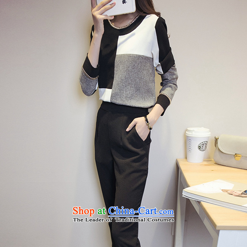 The first declared as thick mm to increase women's code thick mm spring and autumn the new two-piece kit Korean long-sleeved shirt, forming the T-shirt shirt + long pants 7347# 5XL 180-200 around 922.747, purple long declared shopping on the Internet has