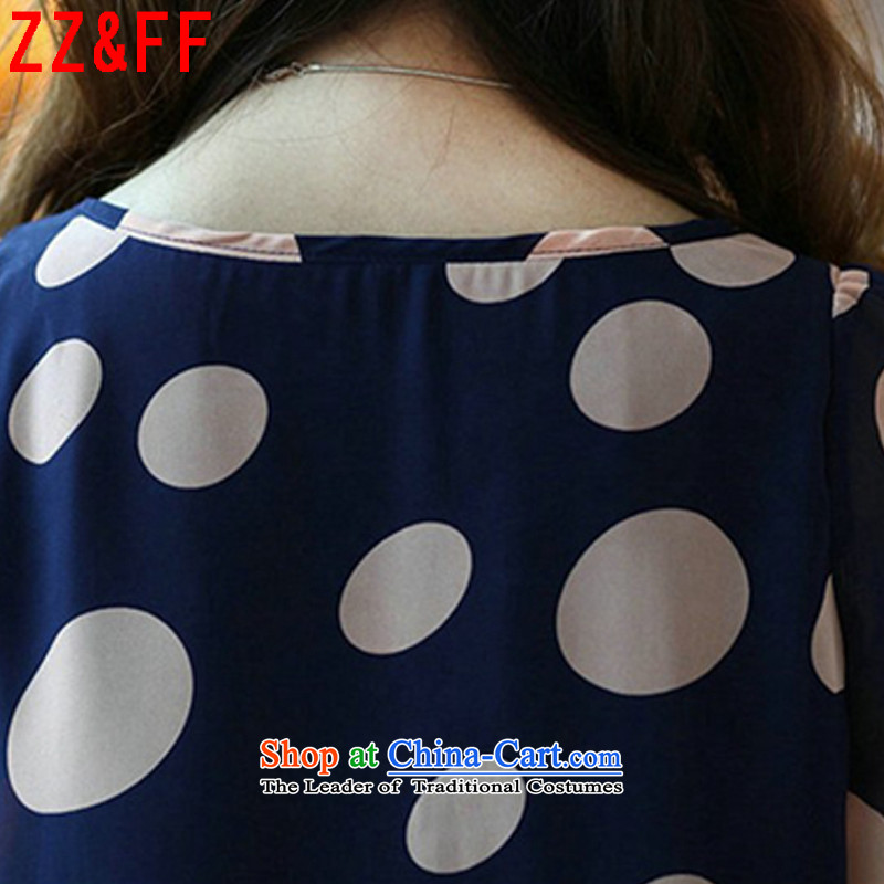 2015 Summer Zz&ff new larger women in loose long chiffon Netherlands shirt XFS8035 female blue XXXL,ZZ&FF,,, shopping on the Internet