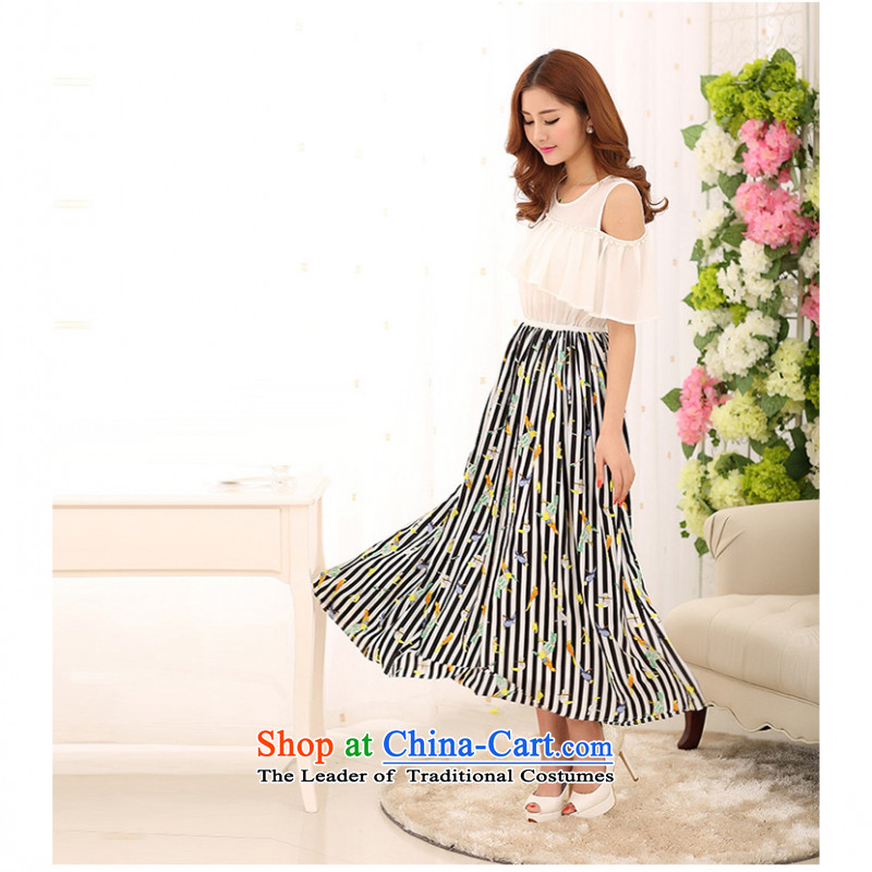 C.o.d. Package Mail 2015 Summer new stylish casual atmosphere thick mm extra female chiffon skirt long skirt summer new stamp White M land skirts are El Yi shopping on the Internet has been pressed.
