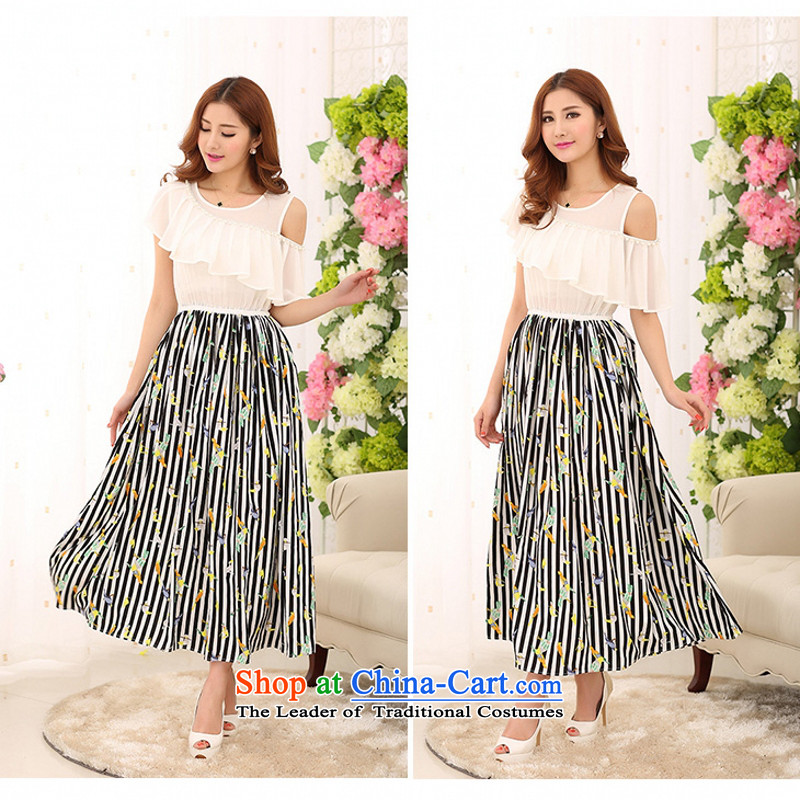 C.o.d. Package Mail 2015 Summer new stylish casual atmosphere thick mm extra female chiffon skirt long skirt summer new stamp White M land skirts are El Yi shopping on the Internet has been pressed.