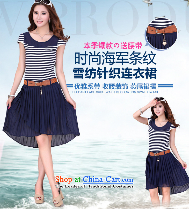 C.o.d. Package Mail 2015 Summer new stylish casual temperament classic Korean large Fat MM video thin knitting chiffon spell back to dress Lap-blue XL Photo, prices, brand platters! The elections are supplied in the national character of distribution, so action, buy now enjoy more preferential! As soon as possible.