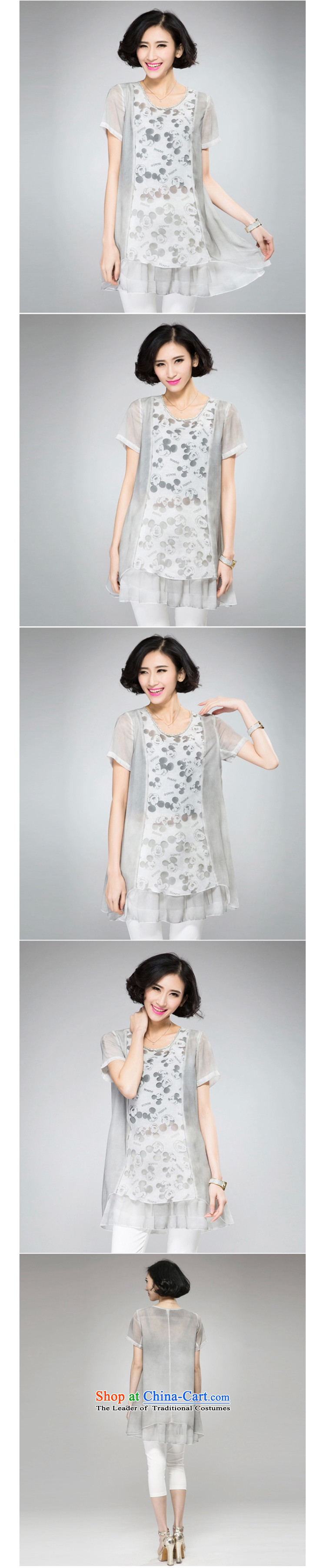 2015 Summer Zz&ff new larger female body chiffon shirt decorated female cartoon Mickey shirt female XFS8063 light gray XXL picture, prices, brand platters! The elections are supplied in the national character of distribution, so action, buy now enjoy more preferential! As soon as possible.