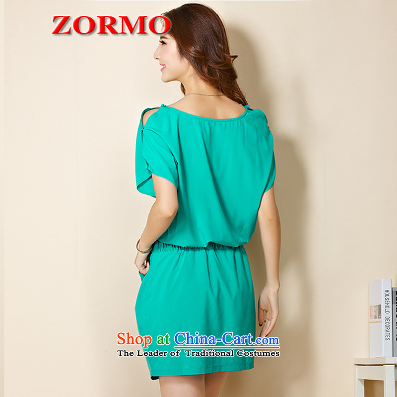  Large ZORMO Women's Summer bat sleeves for larger dresses thick mm to intensify the leisure short skirt light green XXL,ZORMO,,, shopping on the Internet