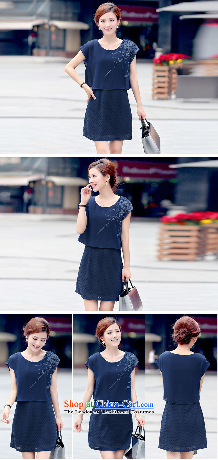 For People Doi chiffon dresses female Korean version of the new 2015 fashion in the Sau San long stamp short-sleeved dresses Tibetan blue XXL picture, prices, brand platters! The elections are supplied in the national character of distribution, so action, buy now enjoy more preferential! As soon as possible.