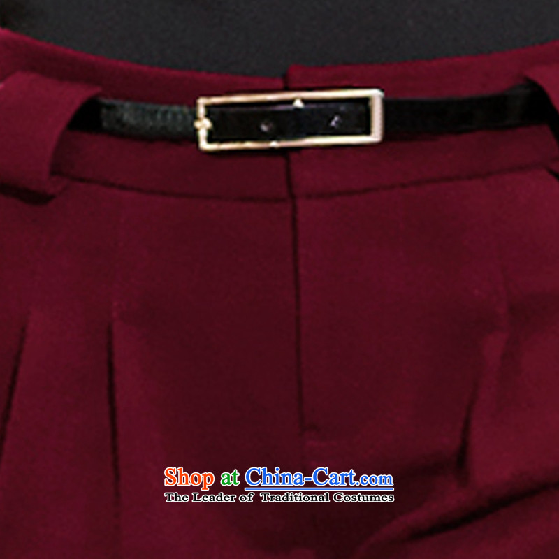 The officials of the fuseau larger ladies pants 2015 autumn and winter thick hair? Boot trousers thick mm to xl short female wine red XXXL 145-165, the turbid fuseau shopping on the Internet has been pressed.