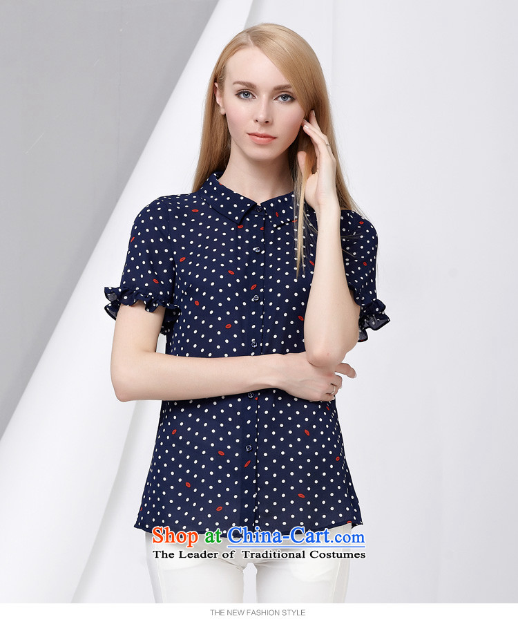 As provided for women's Summer 2015 New Product Version Korea knocked color Cardigan Sau San billowy flounces video thin short-sleeved shirt large  2759 Royal Blue 3XL picture, prices, brand platters! The elections are supplied in the national character of distribution, so action, buy now enjoy more preferential! As soon as possible.