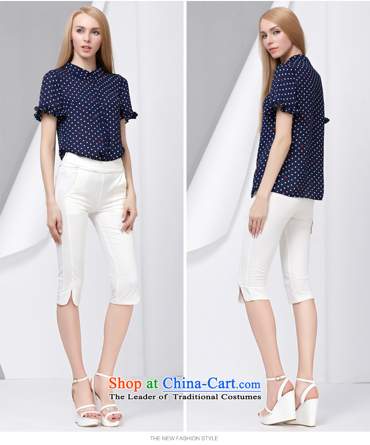As provided for women's Summer 2015 New Product Version Korea knocked color Cardigan Sau San billowy flounces video thin short-sleeved shirt large  2759 Royal Blue 3XL picture, prices, brand platters! The elections are supplied in the national character of distribution, so action, buy now enjoy more preferential! As soon as possible.