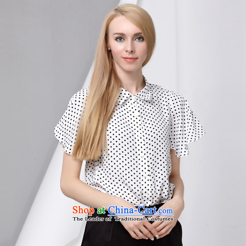 As provided for in the summer 2015 New Product Code women Sweet Dot Korean version of Lotus large thin sleeved shirt  2,776 white short-sleeved 3XL, Yee (qisuo provisions) , , , shopping on the Internet