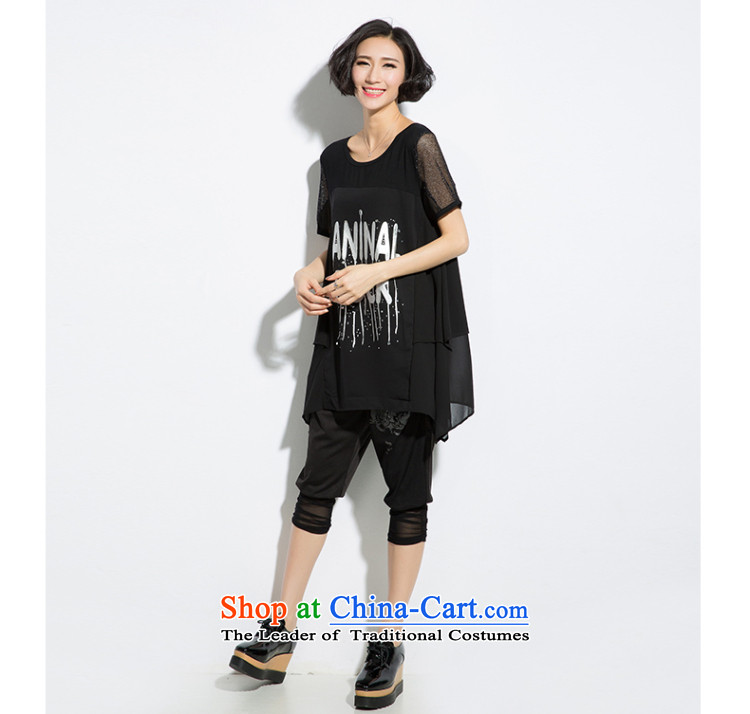 The eternal summer 2015, Sau thick mm new larger female ironing letters in thin graphics loose stamp long black T-shirt 3XL picture, prices, brand platters! The elections are supplied in the national character of distribution, so action, buy now enjoy more preferential! As soon as possible.