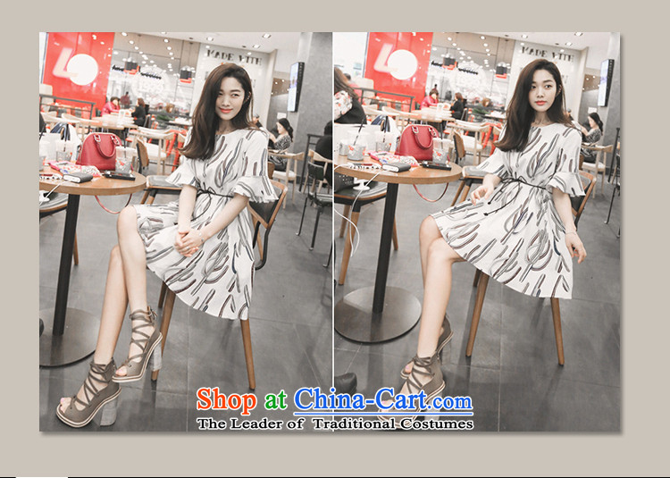 2015 Summer Zz&ff new larger female short-sleeved chiffon Sau San female dresses cactus stamp round-neck collar LYQ6087  XXXXL white picture, prices, brand platters! The elections are supplied in the national character of distribution, so action, buy now enjoy more preferential! As soon as possible.