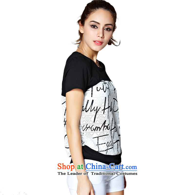 The lymalon2015 lehmann summer western new big retro stamp larger female engraving Pure cotton T-shirt 66009 stamp black and white color plane collision XL, Sulaiman Ronnie (LYMALON) , , , shopping on the Internet