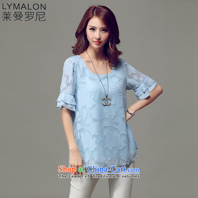 The lymalon lehmann thick, Hin thin 2015 Summer new larger female Korean to intensify temperament chiffon T-shirt T5021 pink 4XL, Lehmann Ronnie (LYMALON) , , , shopping on the Internet
