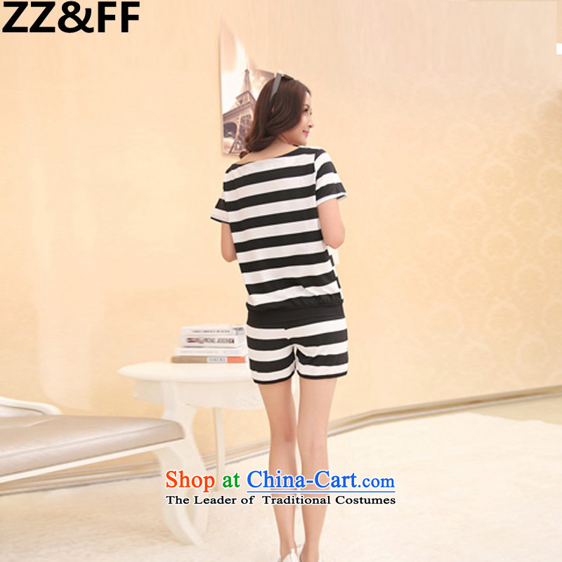 The new summer 2015 Zz&ff Korean large MM thick female graphics thin shorts, short-sleeved T-shirt two-piece set with female Summer 8843 picture color XXXXL,ZZ&FF,,, shopping on the Internet