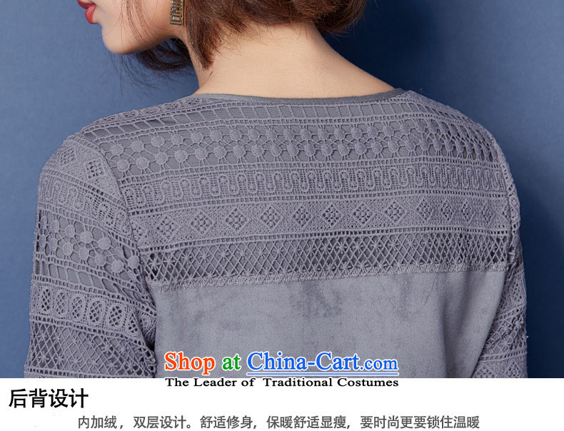 Recalling the 2015 autumn and winter-hee new larger female plus lint-free thick thick mm loose in long dresses  XXXL gray color pictures, 0074, prices, brand platters! The elections are supplied in the national character of distribution, so action, buy now enjoy more preferential! As soon as possible.