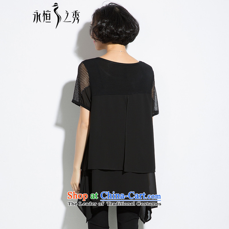 The Eternal-soo to xl t-shirts thick mm2015 summer new product expertise, Hin thick sister in thin long Korean ironing letters T-shirt loose stamp black 3XL, eternal Soo , , , shopping on the Internet