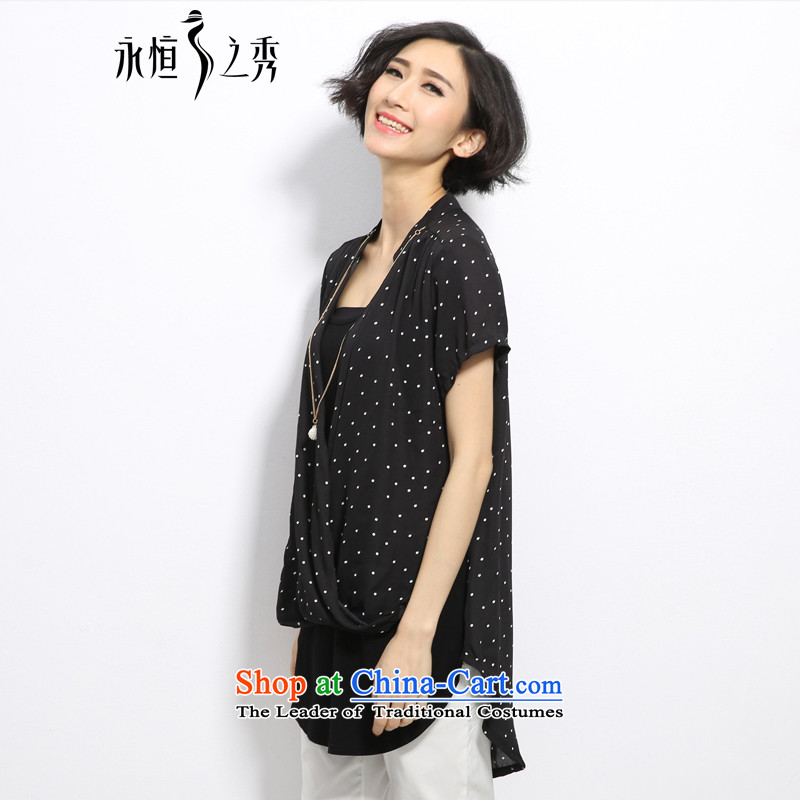 The Eternal Soo-to increase women's code shirt thick mm summer new products, Hin thin, thick Korean small loose collar wave in long leave two video thin black shirt 3XL, eternal Soo , , , shopping on the Internet