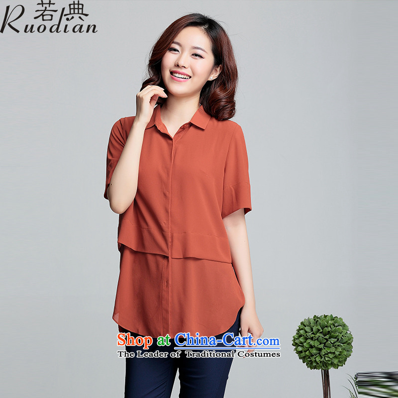 If SARS code women chiffon shirt thick mm loose video thin summer holidays in two short-sleeved shirt, long coat orange?L-recommendations 110-120 catty