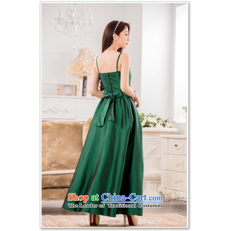 C.o.d. Package Mail 2015 Summer new leisure temperament classic style dinner show moderator large long evening dresses large graphics thin Sau San dresses XXL, green land still El Yi shopping on the Internet has been pressed.