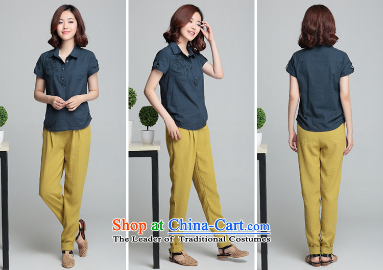 If Code 2015 Summer new liberal large short-sleeved cotton linen Korean Modern shirts blouses aqua-blue 2XL Photo, prices, brand platters! The elections are supplied in the national character of distribution, so action, buy now enjoy more preferential! As soon as possible.