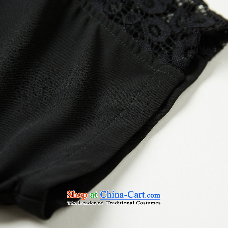 Improving access of 2015 Summer Korean New to increase women's code stylish lace stitching elegant engraving chiffon shirt loose shirt 1315 Black XL, improving access (MUFUNA) , , , shopping on the Internet