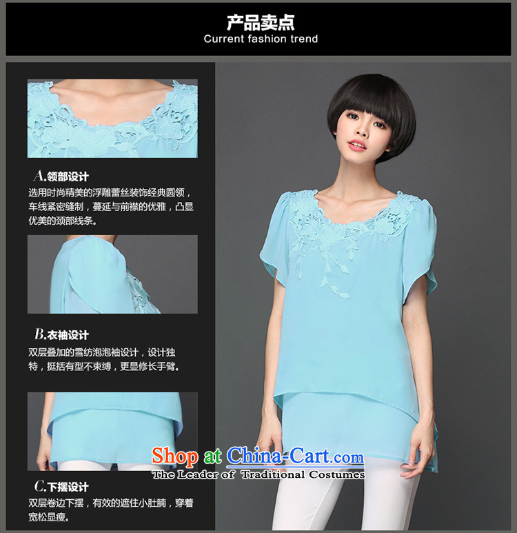 Overgrown Tomb economy honey population large new 2015 Women's summer to intensify the Korean version of the thick sister embroidery T-shirt chiffon 1314 teal larger 3XL around 922.747 160 pictures, prices, brand platters! The elections are supplied in the national character of distribution, so action, buy now enjoy more preferential! As soon as possible.