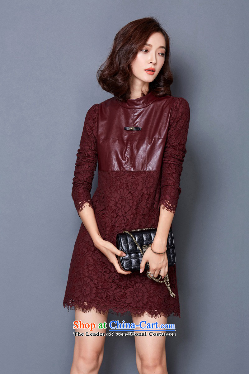 Yuan slot in the 2015 Fall/Winter Collections new Korean version of large numbers of women who are graphics thin lace forming the dresses YD346 wine red XXL picture, prices, brand platters! The elections are supplied in the national character of distribution, so action, buy now enjoy more preferential! As soon as possible.
