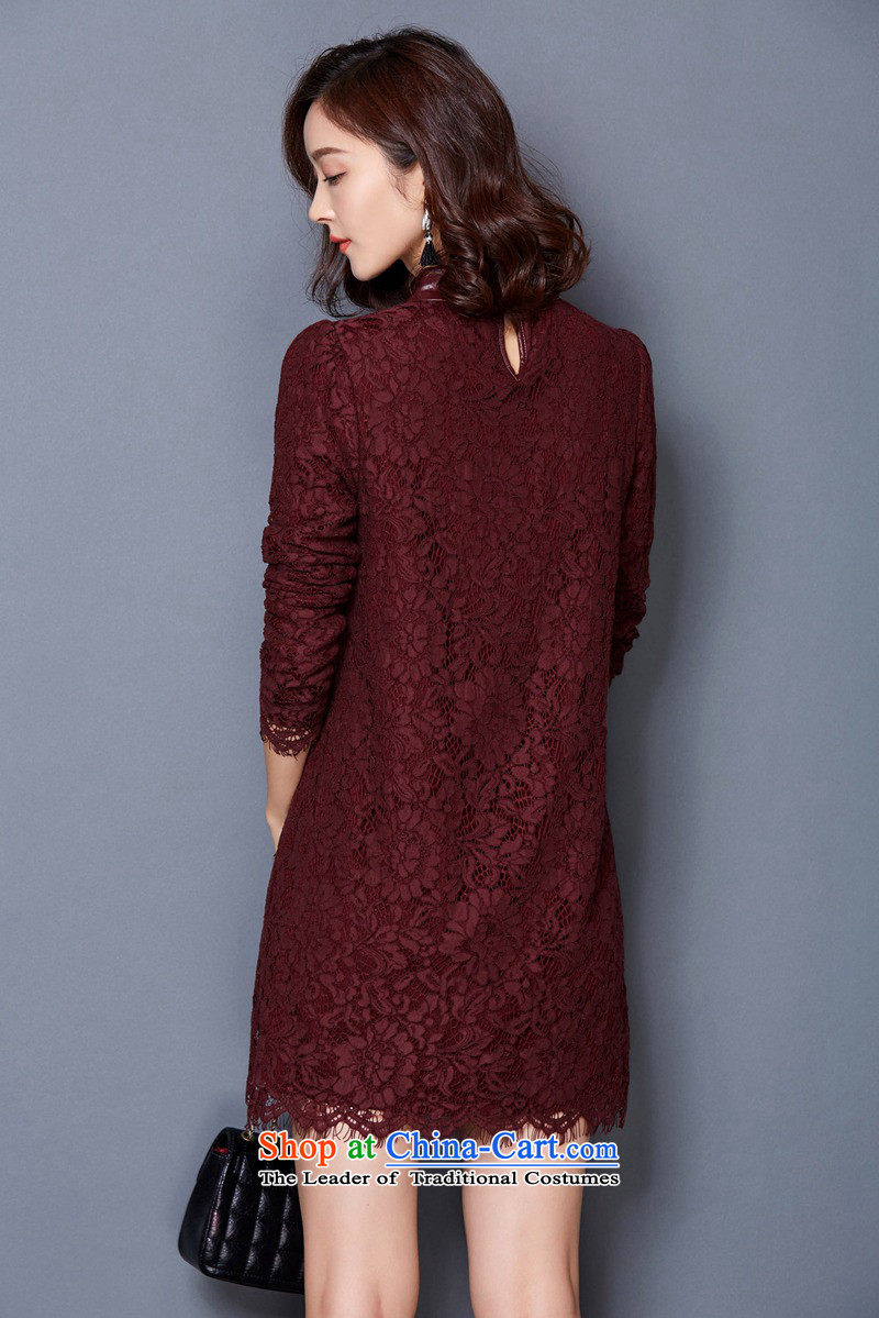 Yuan slot in the 2015 Fall/Winter Collections new Korean version of large numbers of women who are graphics thin lace forming the dresses YD346 wine red XXL picture, prices, brand platters! The elections are supplied in the national character of distribution, so action, buy now enjoy more preferential! As soon as possible.
