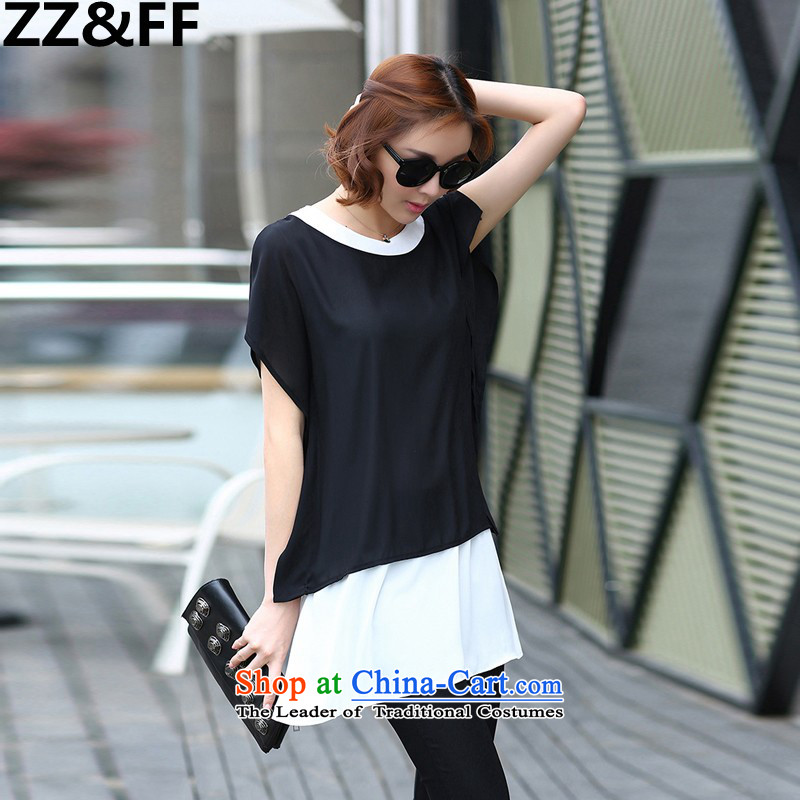 The new summer 2015 Zz&ff Korean version of fat mm trendy code women leave two T-shirts are black trousers Kit 9057 Black XXL,ZZ&FF,,, shopping on the Internet