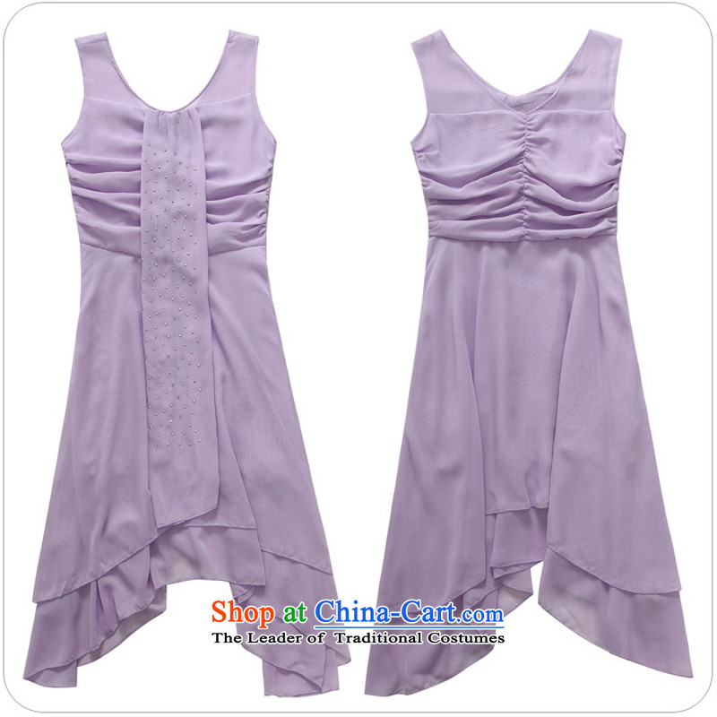 C.o.d. Package Mail 2015 Summer new stylish elegance and sexy Korean elegant ironing drill video under the rules do not thin ribbons chiffon large dresses dress purple XL, land is of Yi , , , shopping on the Internet