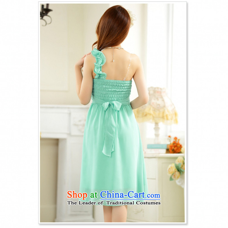 C.o.d. Package Mail 2015 Summer new stylish look sexy marriage quarter sister skirt fungus single shoulder foutune chiffon large number, skirts dress dresses blue XXL, land still El Yi shopping on the Internet has been pressed.