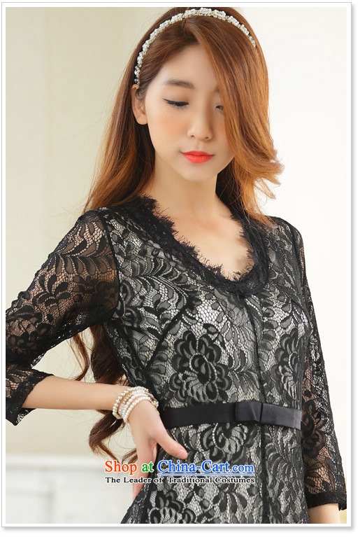 C.o.d. Package Mail 2015 Summer new stylish elegance of atmospheric high-end lace sexy V-neck in long-sleeved gown large black skirt XXXL picture, prices, brand platters! The elections are supplied in the national character of distribution, so action, buy now enjoy more preferential! As soon as possible.