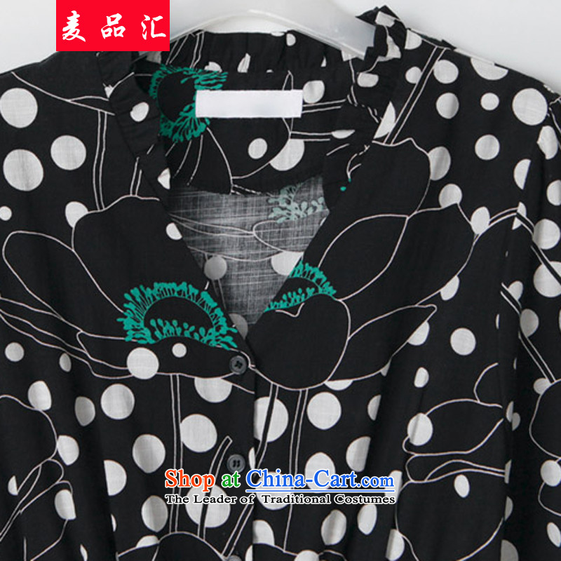 Mr Hui 2015 summer products new Korean Version to increase women's code thick sister Foutune of video thin short-sleeved stamp chiffon dresses 5150 Black XXL, stamp products by Mr shopping on the Internet has been pressed.
