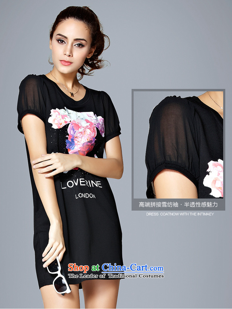 Szili Clinton to increase women's code 2015 Summer new products thick mm loose stylish stamp temperament sister stitching chiffon suits skirts Western big black skirt L picture, prices, brand platters! The elections are supplied in the national character of distribution, so action, buy now enjoy more preferential! As soon as possible.