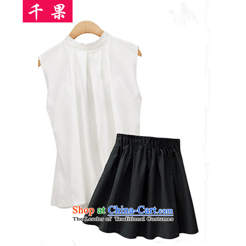 Thousands of large code women 2015 MM thick summer new to intensify sleeveless shirt + thin folds graphics short skirt two Kit 221 red T-shirt + skirts of the thousands of fruit (QIANGUO 5XL,) , , , shopping on the Internet