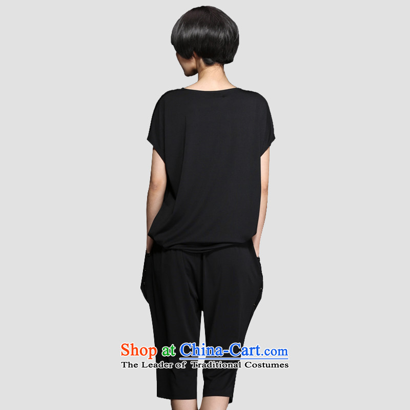 Rui Mei to 2015 to increase the number of women in summer leisure wears thick mm thin t-shirt + Video Harun Capri pants two kits S8206 black , US-XXXL, RIUMILVE) , , , shopping on the Internet