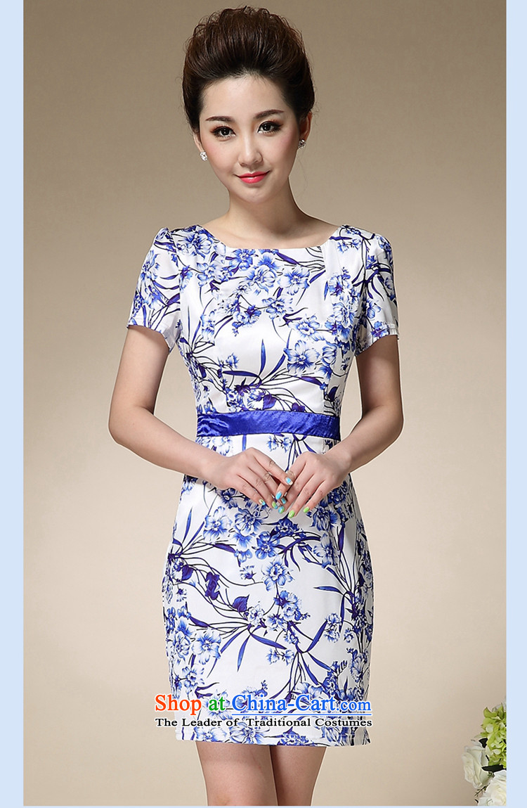 About the  2015 Sau San Ha Phi skirt dresses female porcelain stamp Foutune of graphics load step mother thin apron skirt D7004 short-sleeved blue M picture, prices, brand platters! The elections are supplied in the national character of distribution, so action, buy now enjoy more preferential! As soon as possible.