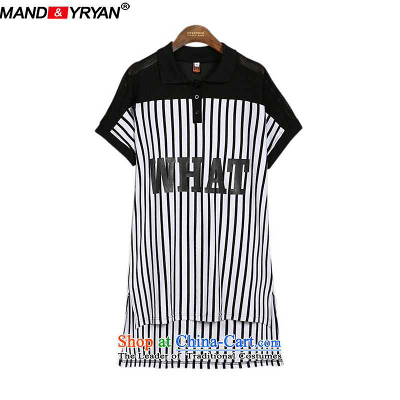 Mantile tu 2015 new European and American women in large long thick mm summer video thin letter shirt collar striped short-sleeved T-shirt figure /MDR1756 XXXXL165-175 around 922.747, mantile mandyryan Eun () , , , shopping on the Internet