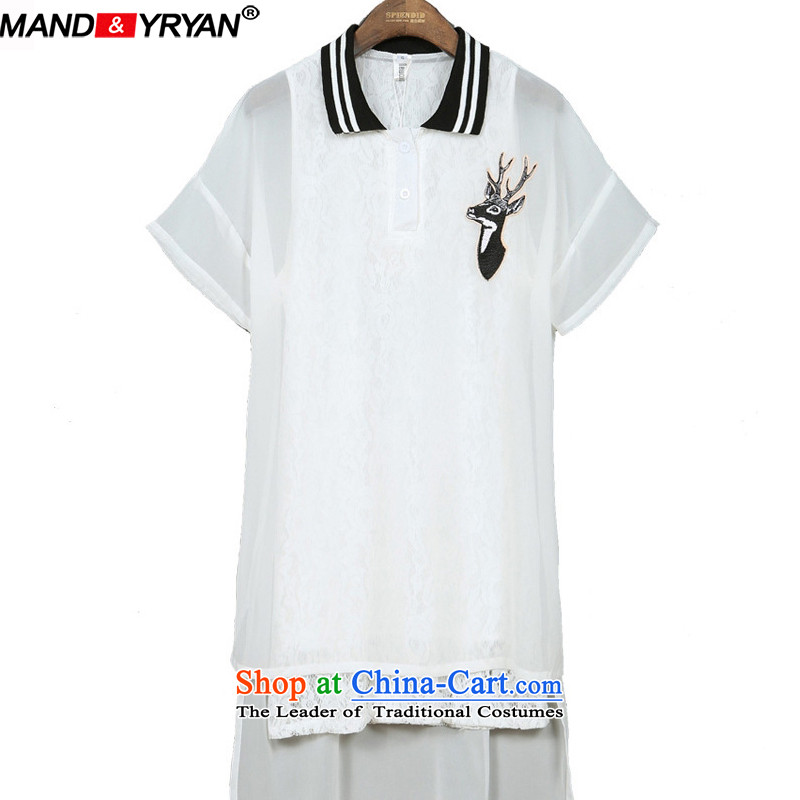 Mantile tu 2015 new MM thick larger female Summer Snow woven shirts long short-sleeved front stub long after loose white t-shirt, around 922.747 XXXXXL180-200 /MDRZ1781 mantile mandyryan Eun () , , , shopping on the Internet