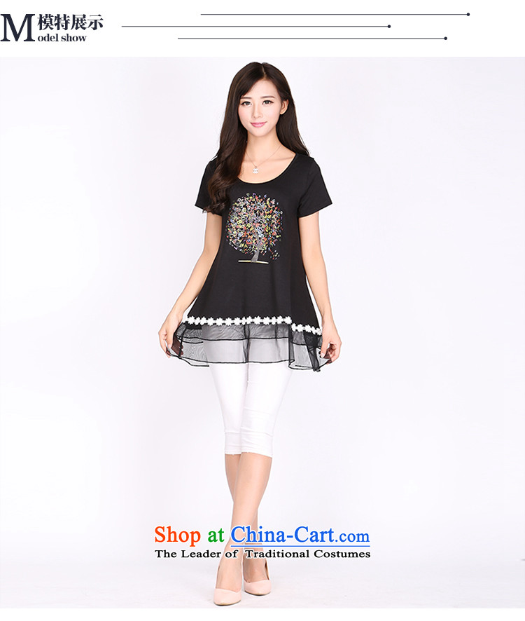 Shani Flower Lo 200 catties larger T-shirts to increase video loose thin, stamp thick sister summer blouses 2160 Black 5XL picture, prices, brand platters! The elections are supplied in the national character of distribution, so action, buy now enjoy more preferential! As soon as possible.