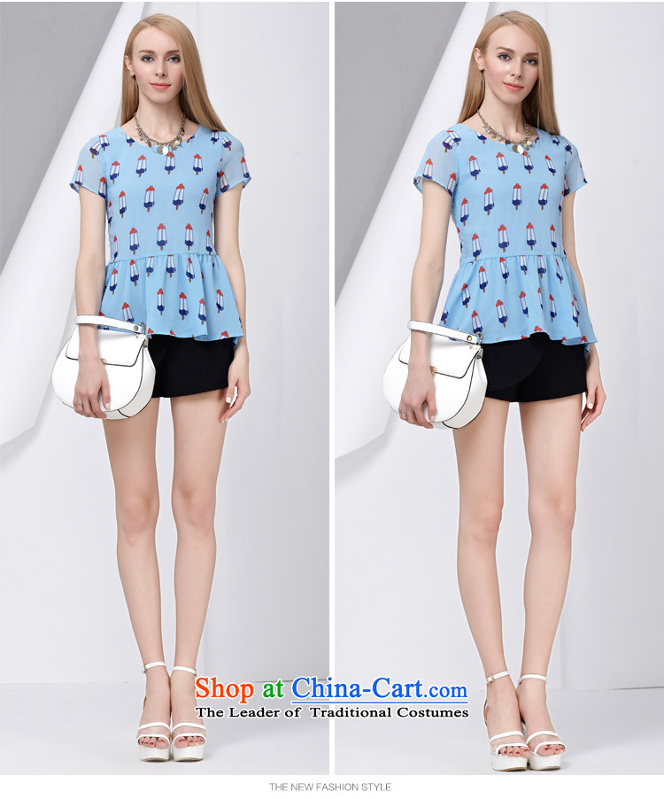 As provided for large female thick MM summer new sweet summer popsicle stamp graphics thin short-sleeved T-shirt chiffon Netherlands 2801 light blue L picture, prices, brand platters! The elections are supplied in the national character of distribution, so action, buy now enjoy more preferential! As soon as possible.