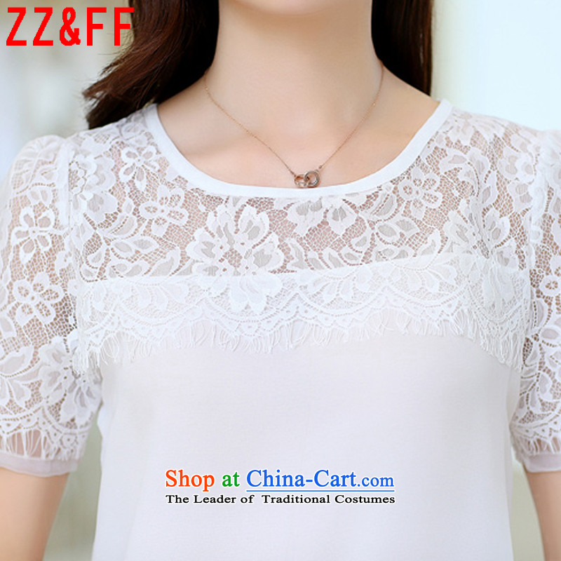2015 Summer Zz&ff new larger female body decorated lace dresses female clothes short skirt kit LYQ6080 female white XL,ZZ&FF,,, shopping on the Internet