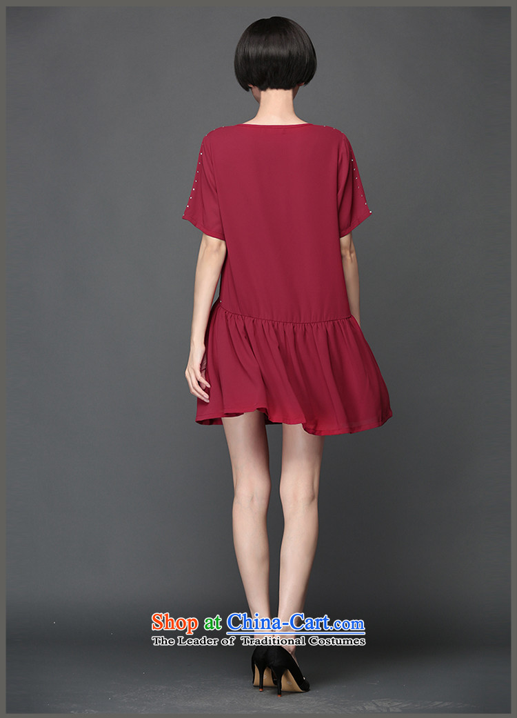 Improving access of 2015 Summer Korean New larger female thick MM stylish ironing drill chiffon skirt thick solid color graphics relaxd sister thin dresses 2801 wine red XXL picture, prices, brand platters! The elections are supplied in the national character of distribution, so action, buy now enjoy more preferential! As soon as possible.