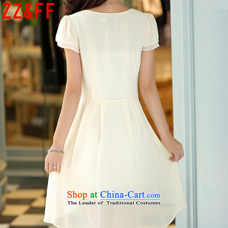 2015 Summer Zz&ff new larger female body decorated dresses female temperament long skirt LYQ812 female m White XXXL,ZZ&FF,,, shopping on the Internet