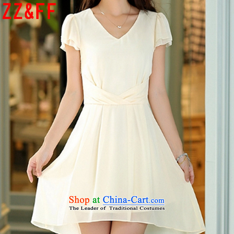 2015 Summer Zz&ff new larger female body decorated dresses female temperament long skirt LYQ812 female m White XXXL,ZZ&FF,,, shopping on the Internet