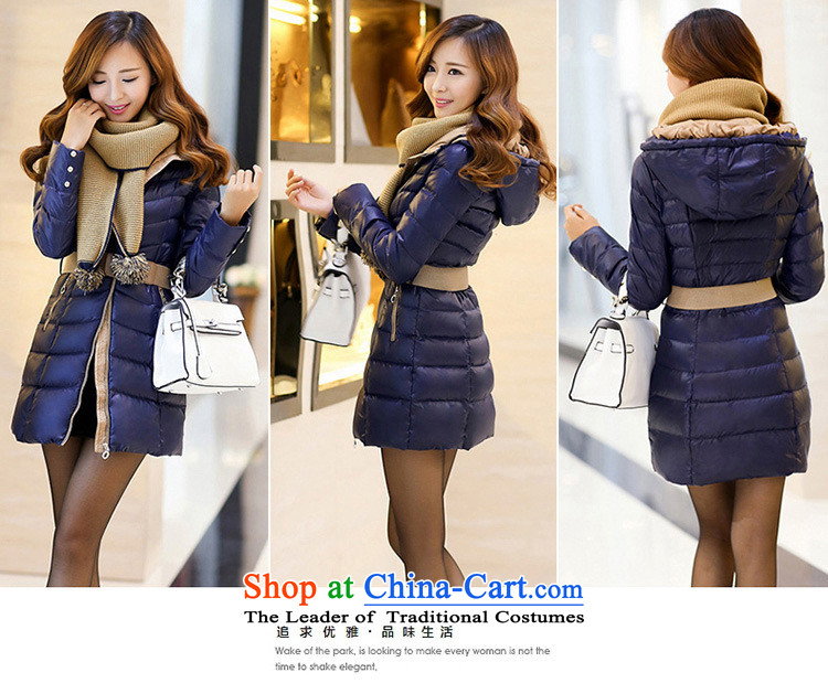 Athena Chu Isabel 2015 winter clothing in the new Korean long stylish wild stitching knocked color cotton waffle Ms. Sau San downcoat cotton COAT 1335 in possession of the Cyan  XL recommendations 136-145 catty picture, prices, brand platters! The elections are supplied in the national character of distribution, so action, buy now enjoy more preferential! As soon as possible.