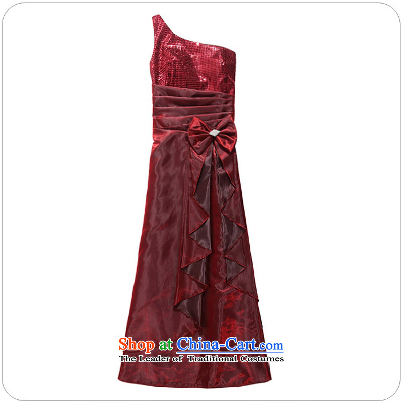 C.o.d. Package Mail 2015 Summer new stylish look and feel engaged in a superior stylish shoulder on the stack of the tabs to spend long version of the evening dresses dresses wine red XXL, land still El Yi shopping on the Internet has been pressed.